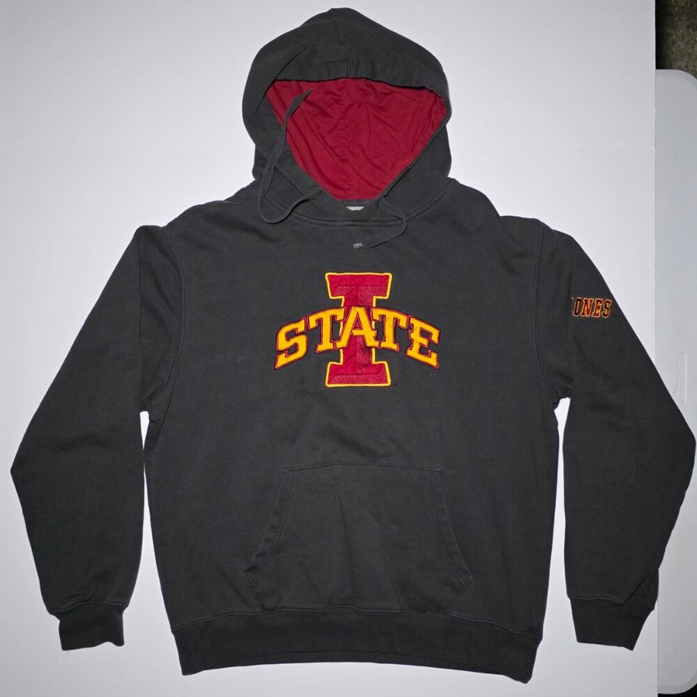 Stadium Athletics Mens Iowa State Gray and Red Pullover Hoodie Size Large